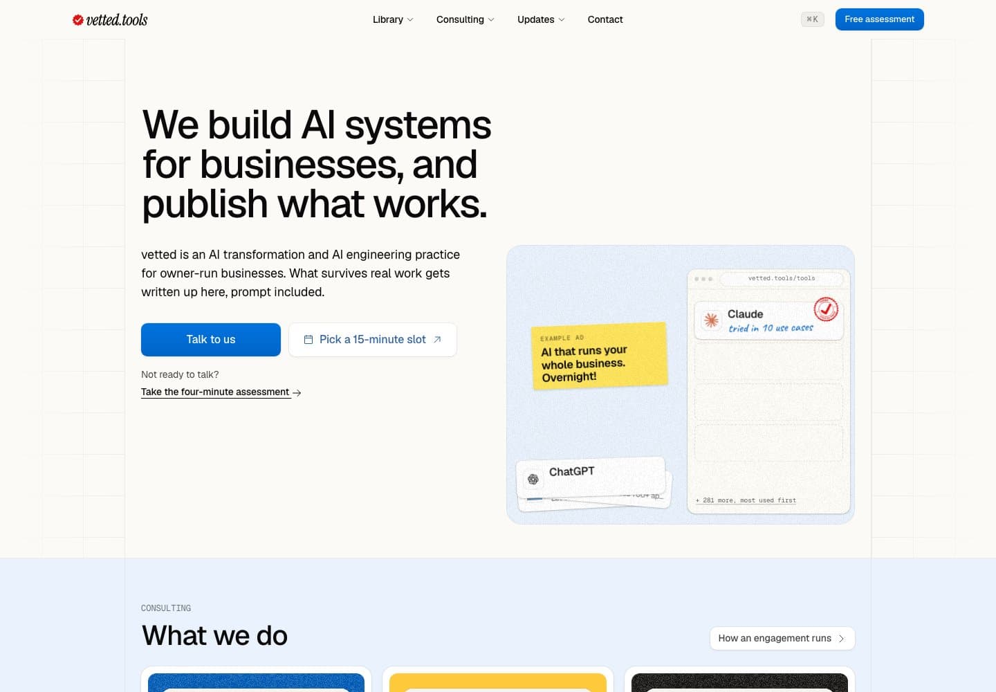 Screenshot of vetted.tools